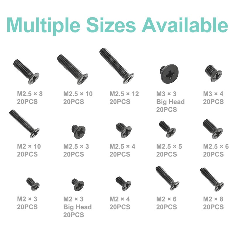 QTEATAK 300Pcs Black Laptop Notebook Computer Replacement Screws Kit for Lenovo Toshiba Gateway Samsung HP IBM Dell Sony Acer Asus SSD Hard Disk SATA - Image 2